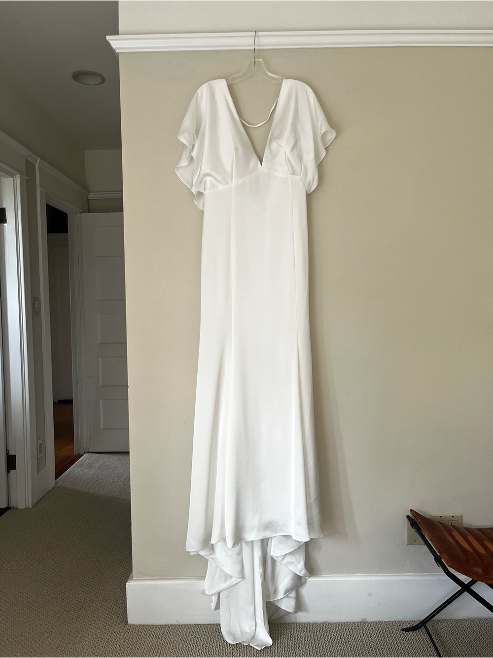 Nox Anabel Flutter Sleeve White Formal Gown